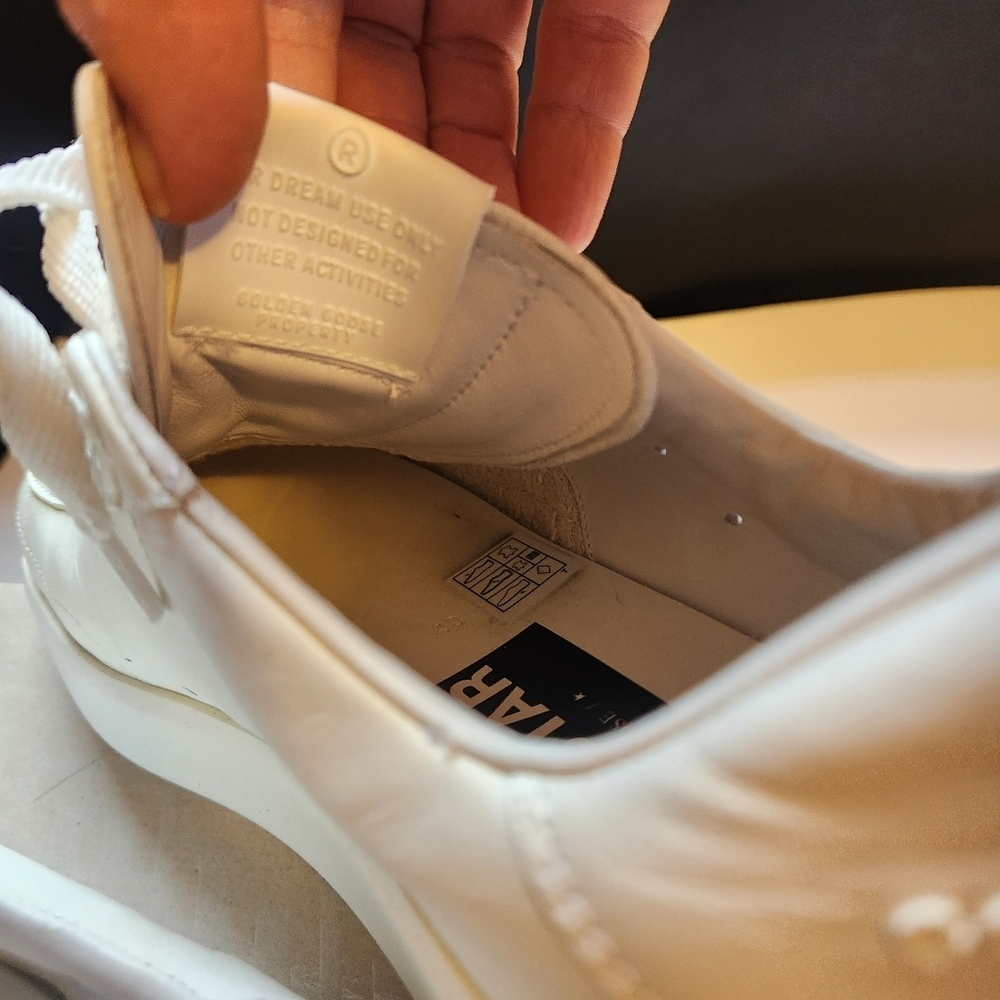 Golden Goose optic white sneakers size 40 BNWB some yellowing of leather - Picture 6 of 13